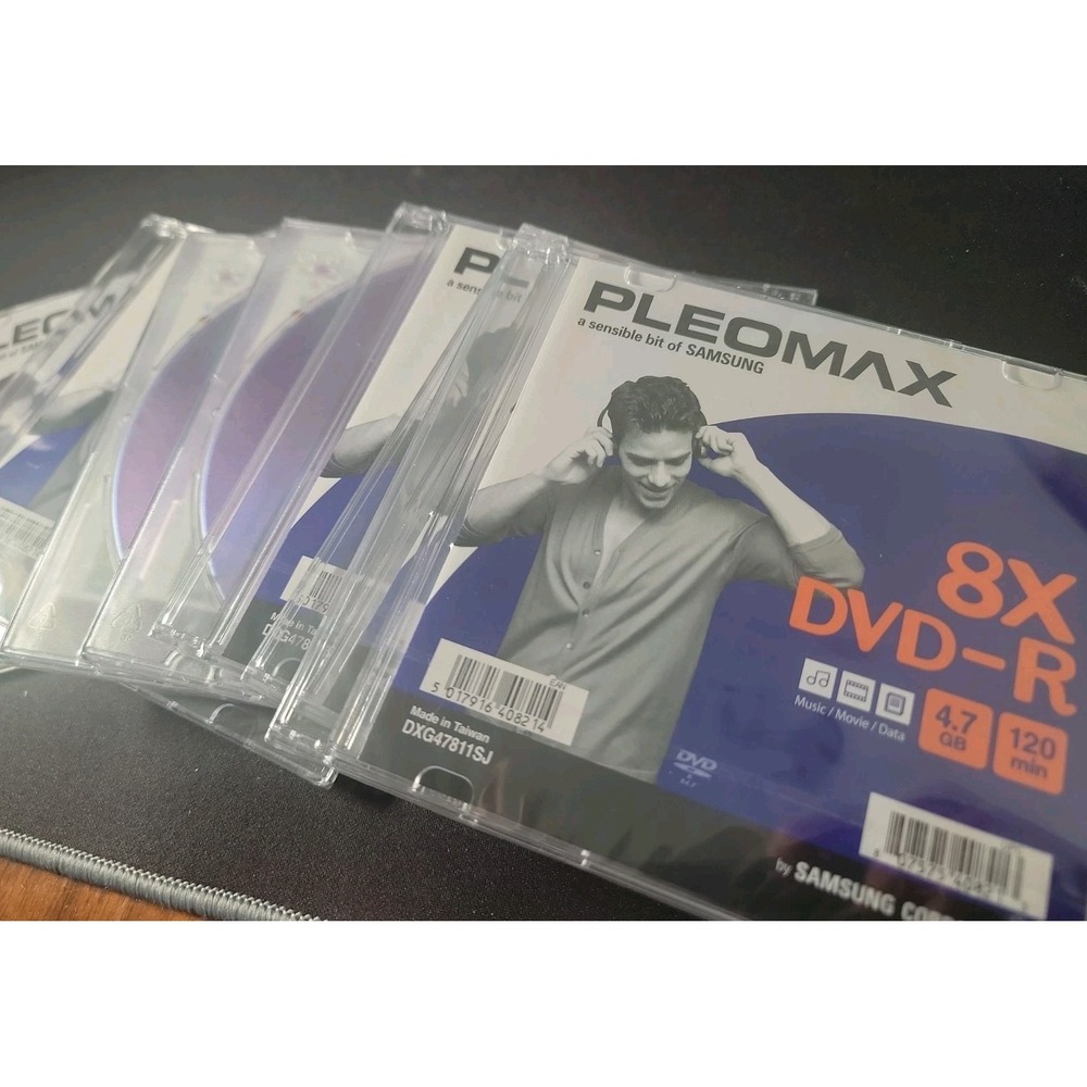 Lot Of 7 Samsung Pleomax DVD-R 8x 120 Min 4.7 GB Disc with Jewel Cases NEW!